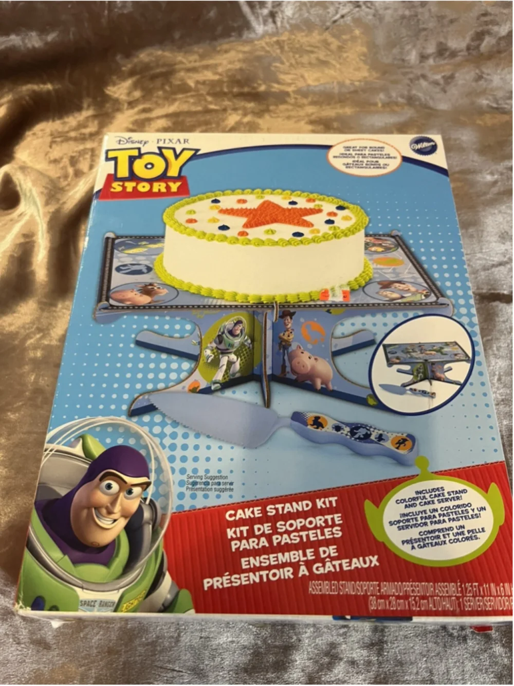 New Disney Toy Story Cake Stand Kit Kids Party Cakes Holder Plate Square Buzz